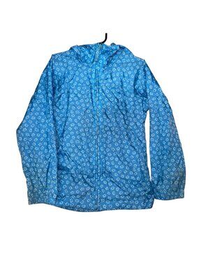 Lands End Kids Blue Floral Hooded Jacket Size M